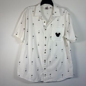 Junk Food Disney Mickey Mouse Palm Tree Print Cotton Button-Up Shirt Men's L